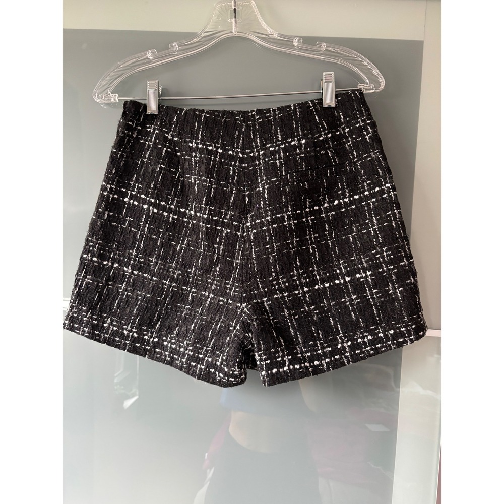 Torn by Ronny Kobo Coco Black White Tweed Plaid Skort Shorts XS Dark Academia - Picture 4 of 5